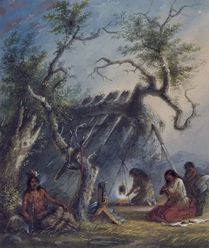 Indian Lodge with figures